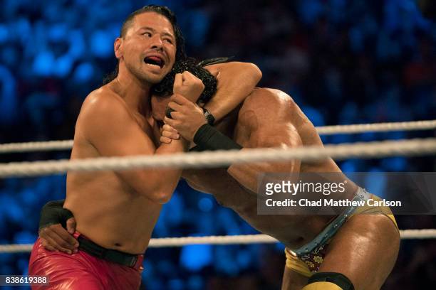 Professional Wrestling: WWE SummerSlam: Shinsuke Nakamura in action vs Jinder Mahal during match at Barclays Center. Brooklyn, NY 8/20/2017 CREDIT:...