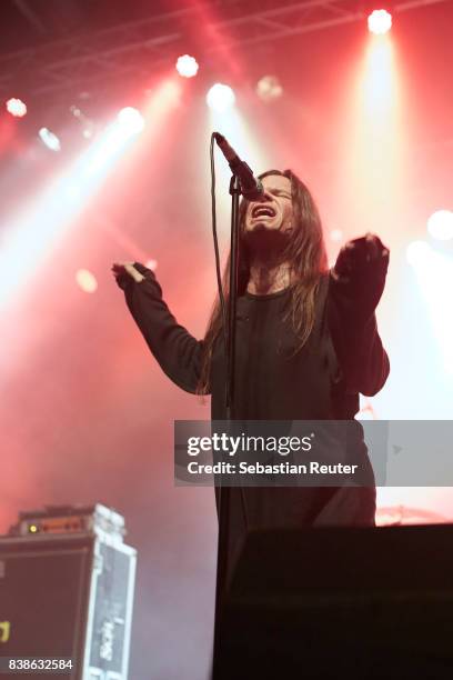 Mina Caputo of Life Of Agony performs at Huxleys Neue Welt on August 24, 2017 in Berlin, Germany.