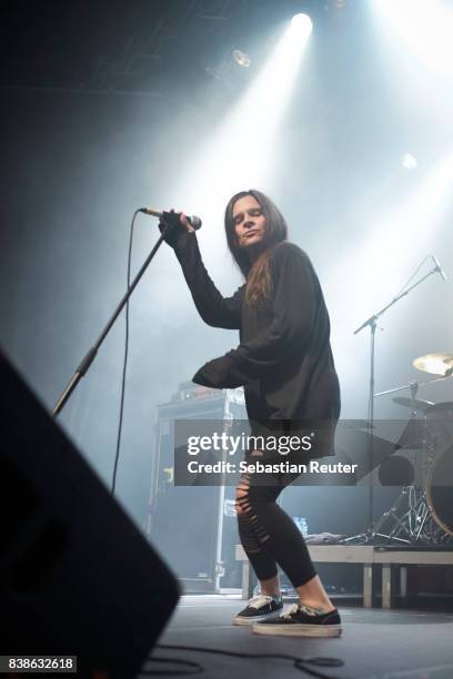 Mina Caputo of Life Of Agony performs at Huxleys Neue Welt on August 24, 2017 in Berlin, Germany.