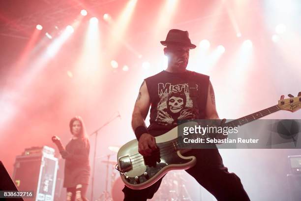 Alan Robert of Life Of Agony performs at Huxleys Neue Welt on August 24, 2017 in Berlin, Germany.