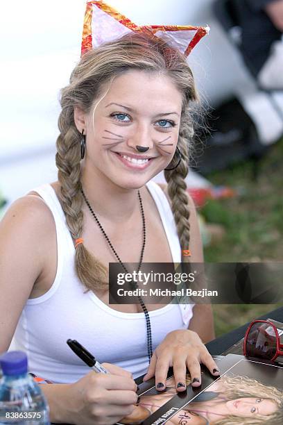 Lauren Storm signing autographs at the Camp Ronald McDonald 15th Annual Family Halloween Carnival on October 21, 2007 in Westwood, California.