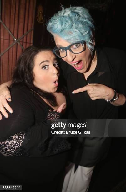 Nikki Blonsky and Lisa Lampanelli pose at a photo call for the new comedy "Stuffed" at The Friars Club on August 24, 2017 in New York City.