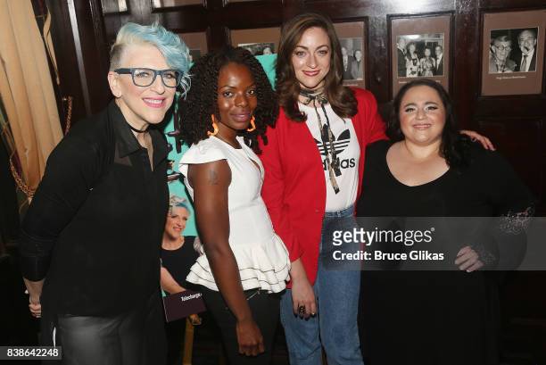 Lisa Lampanelli, Marsha Stephanie Blake, Eden Malyn and Nikki Blonsky pose at a photo call for the new comedy "Stuffed" at The Friars Club on August...