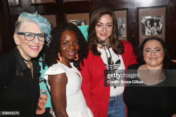 Lisa Lampanelli, Marsha Stephanie Blake, Eden Malyn and Nikki Blonsky pose at a photo call for the new comedy "Stuffed" at The Friars Club on August...