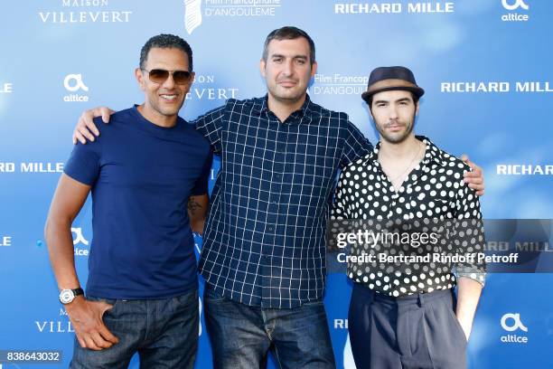 Team of the movie "Le prix du succes", actor Roschdy Zem, director Teddy Lussi-Modeste and actor Tahar Rahim attend the 10th Angouleme...
