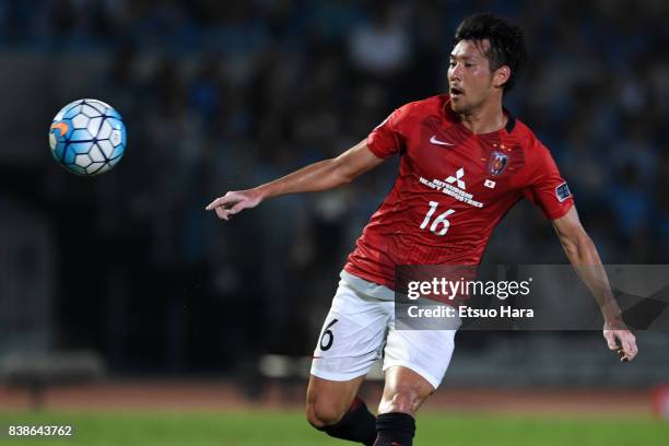 Takuya Aoki of Urawa Red Diamonds in action during the AFC Champions League quarter final first leg match between Kawasaki Frontale and Urawa Red...
