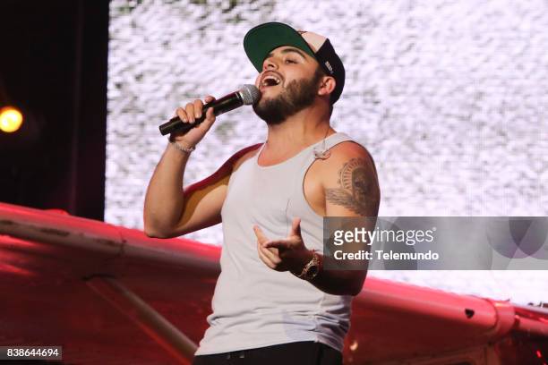 Show Rehearsals" -- Pictured: Gerardo Ortiz on stage during the 2017 Premios Tu Mundo Rehearsals at the American Airlines Arena in Miami, Florida on...