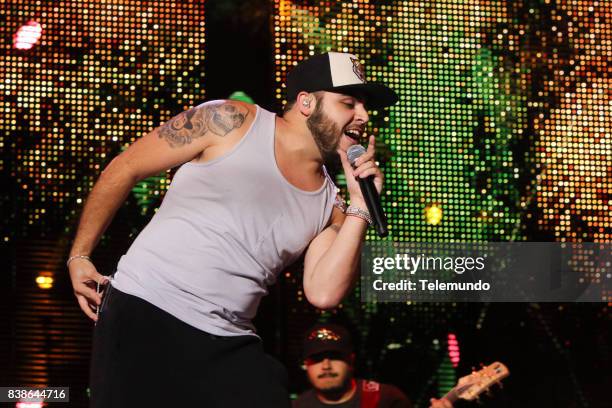 Show Rehearsals" -- Pictured: Gerardo Ortiz on stage during the 2017 Premios Tu Mundo Rehearsals at the American Airlines Arena in Miami, Florida on...