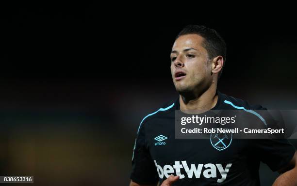 West Ham United's Javier Hernandez during the Carabao Cup Second Round match between Cheltenham Town and West Ham United at Whaddon Road on August...