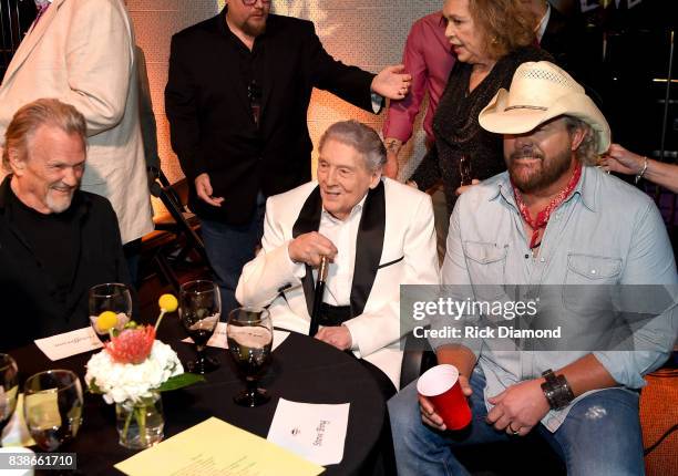 Kris Kristofferson, Jerry Lee Lewis, and Toby Keith attend Skyville Live Presents a Tribute to Jerry Lee Lewis on August 24, 2017 in Nashville,...