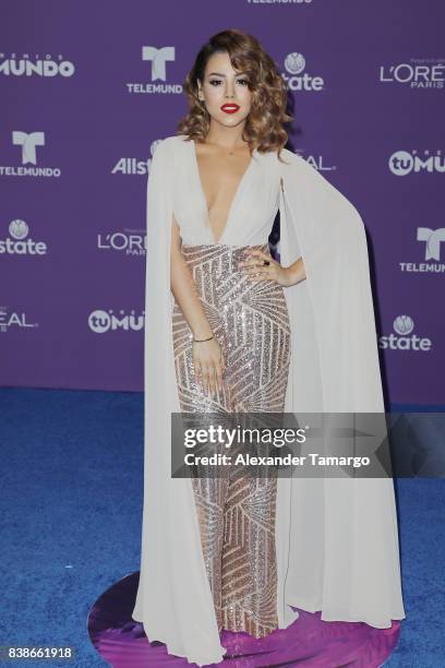 Danna Paola arrives at Telemundo's 2017 "Premios Tu Mundo" at American Airlines Arena on August 24, 2017 in Miami, Florida.