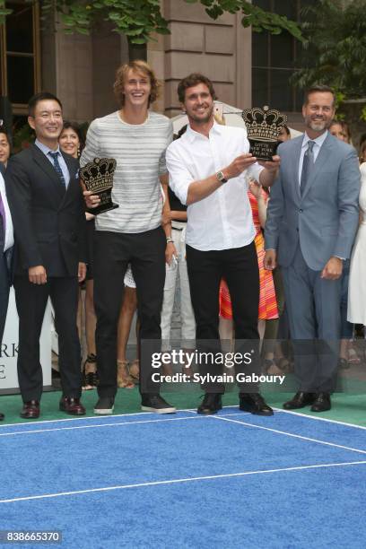 Hyukbum Kwon, Alexander Zverev Jr., Mischa Zverev and Fred Dixon attend 2017 Lotte New York Palace Invitational at Lotte New York Palace on August...