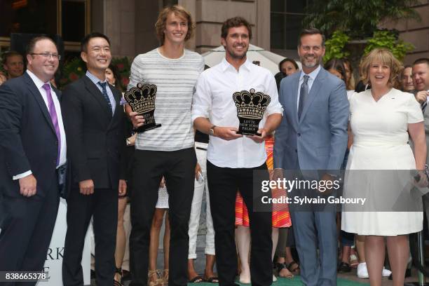 Hyukbum Kwon, Alexander Zverev Jr., Mischa Zverev, Fred Dixon and Becky Hubbard attend 2017 Lotte New York Palace Invitational at Lotte New York...