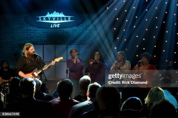 Chris Stapleton and Alfreda McCrary, Regina McCrary, Deborah McCrary, and Ann McCrary of The McCrary Sisters perform onstage during Skyville Live...