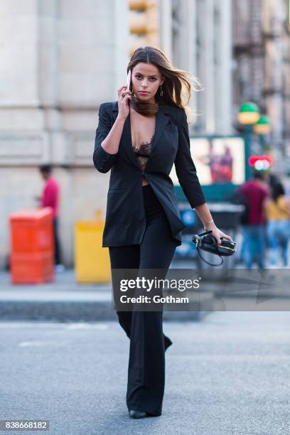 Model Brooks Nader is seen in the Meatpacking District on August 24, 2017 in New York City.