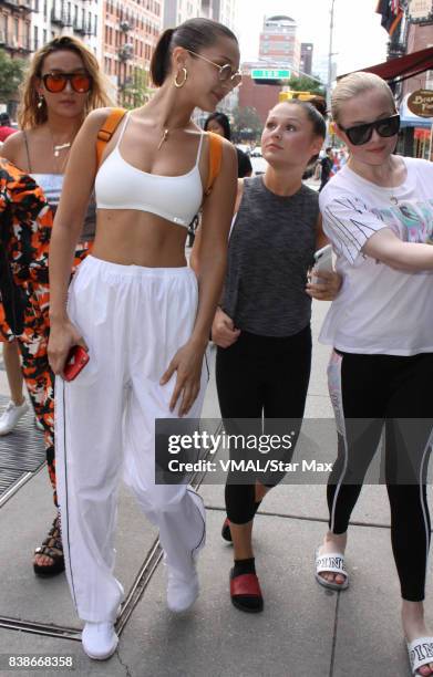 Model Bella Hadid is seen on August 24, 2017 in New York City.