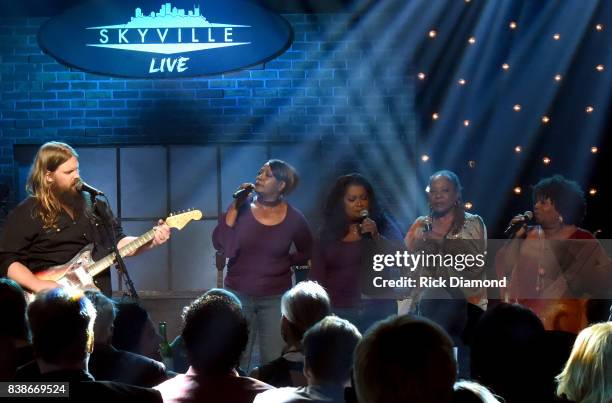 Chris Stapleton and Alfreda McCrary, Regina McCrary, Deborah McCrary, and Ann McCrary of The McCrary Sisters perform onstage during Skyville Live...