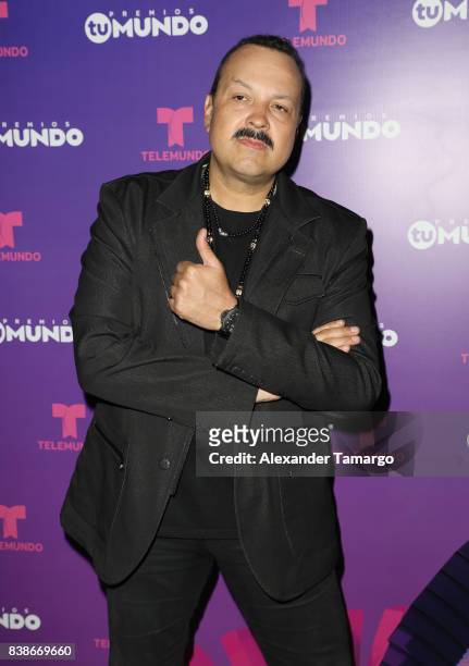 Pepe Aguilar is seen in the press room during Telemundo's "Premios Tu Mundo" at AmericanAirlines Arena on August 24, 2017 in Miami, Florida.