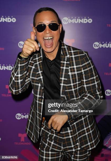 Alexis Valdes is seen in the press room during Telemundo's "Premios Tu Mundo" at AmericanAirlines Arena on August 24, 2017 in Miami, Florida.