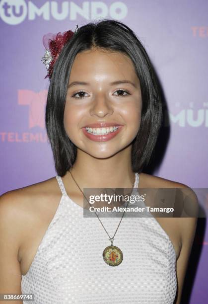 Angela Aguilar is seen in the press room during Telemundo's "Premios Tu Mundo" at AmericanAirlines Arena on August 24, 2017 in Miami, Florida.