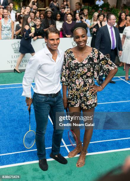 Tennis players Rafael Nadal and Venus Williams pose for a photo during the 2017 Lotte New York Palace Invitational at Lotte New York Palace on August...