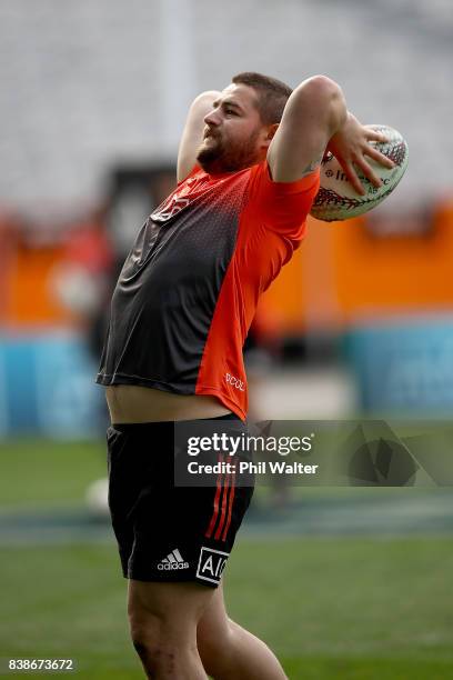 Dane Coles of the All Blacks during the New Zealand All Blacks Captain's Run at Forsyth Barr Stadium on August 25, 2017 in Dunedin, New Zealand.