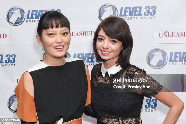 Hana Mae Lee and Kate Micucci attend Premiere Of Level 33 Entertainment's "Unleashed" - Arrivals at Laemmle Monica Film Center on August 24, 2017 in...