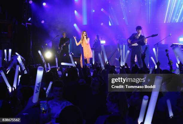 Sydney Sierota, Graham Sierota and Noah Sierota of Echosmith perform onstage during MTV Presents "VMA Weekend" at Avalon on August 24, 2017 in...