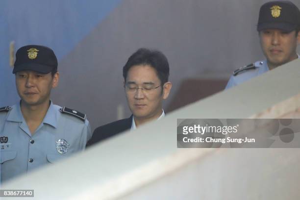 Lee Jae-yong, Samsung Group heir arrives at Seoul Central District Court to hear the bribery scandal verdict on August 25, 2017 in Seoul, South...