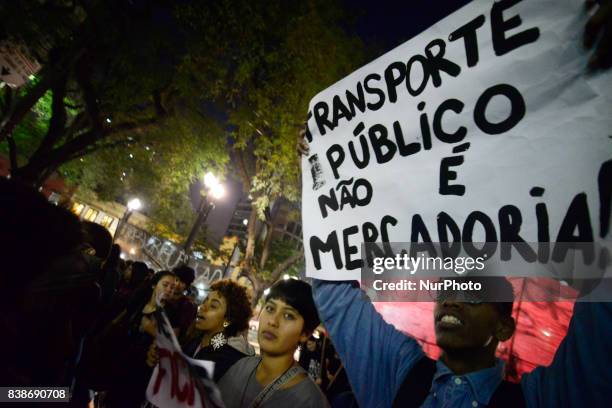 Students protest against the restriction imposed by the City of São Paulo in the use of the Free Student Pass benefit The act was convened by the...