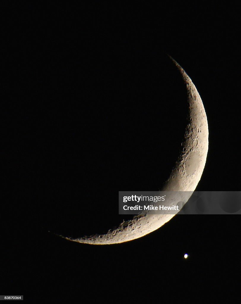Planet Venus appears close to Crescent Moon