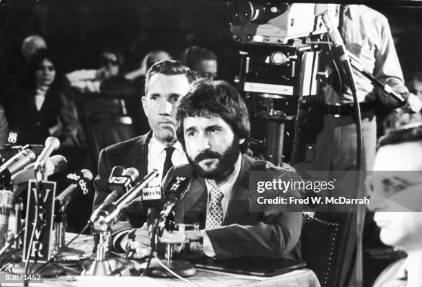 American police officer Frank Serpico testifies before the Knapp Commission on widespread corruption on the force, New York, New York, November 13,...