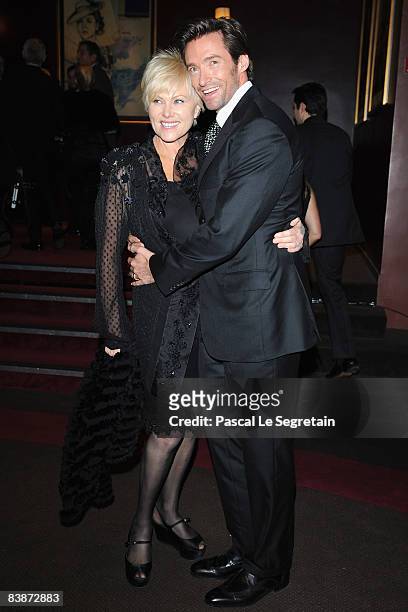 Actor Hugh Jackman and wife Deborra-Lee Furness attend the Paris Premiere of "Australia" at the Gaumont Marignan cinema on December 1, 2008 in Paris,...