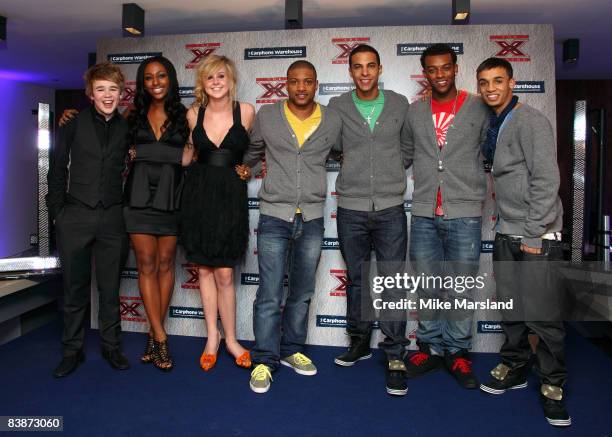 Factor contestants Eoghan Quigg, Alexandra Burke, Diana Vickers and JLS attend a secret X Factor gig at the Carphone Warehouse, Oxford St. December...