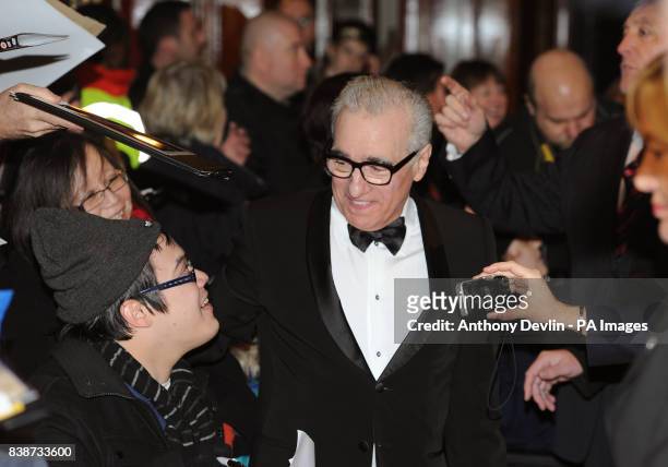 Martin Scorsese meets fans as he arrives for the Royal Film Performance 2011 of Hugo at the Odeon Cinema in Leicester Square, London.