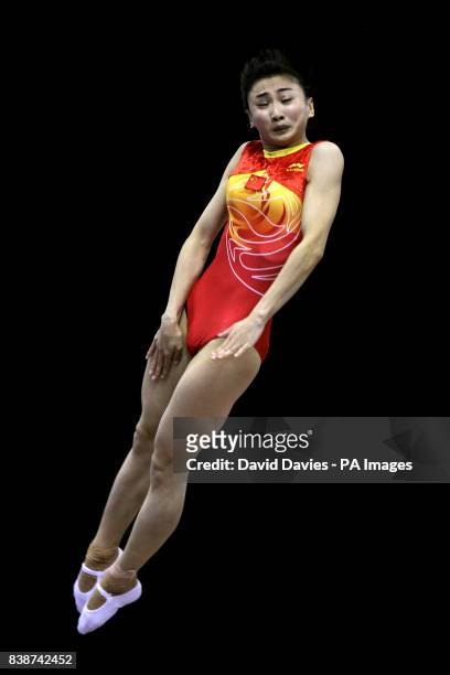 China's He Wenna competes in the Womens Tumbling during the Trampoline and Tumbling World Championships at the NIA Birmingham