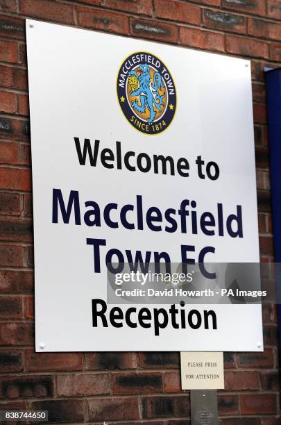 Welcome to Macclesfield Town FC Reception sign