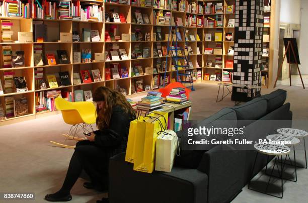 General view of the pop-up 15,000-book library in Selfridges department store, London.