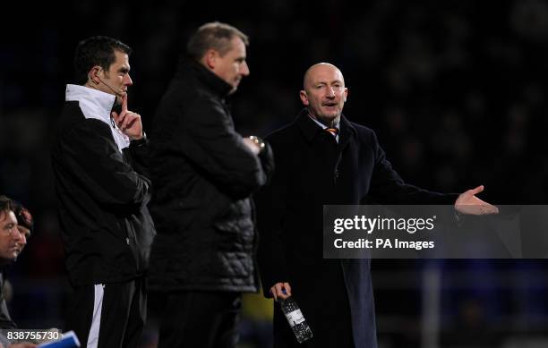 Blackpool manager Ian Holloway reacts on the touchline during the npower Championship match at Portman Road, Ipswich.