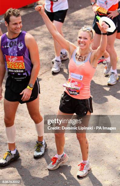 Nell McAndrew after finishing the 2011 Virgin London Marathon.