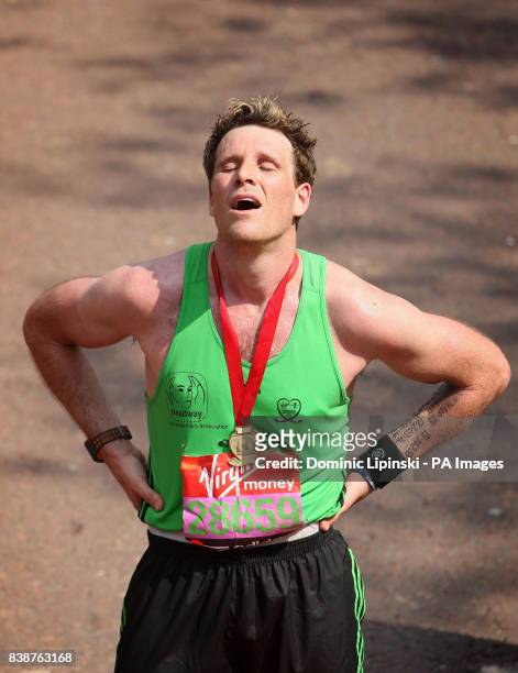 James Cracknell after finishing the 2011 Virgin London Marathon.