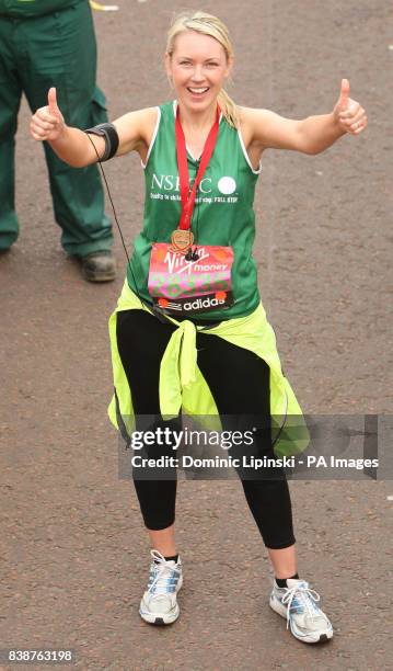 The Apprentice star Stella English after finishing the 2011 Virgin London Marathon.