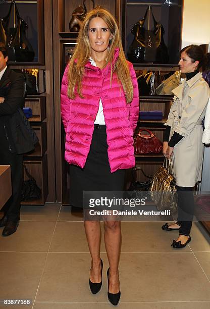 Tiziana Rocca attends Fay flagship store opening at Via Fontanella Borghese on October 28, 2008 in Rome, Italy.