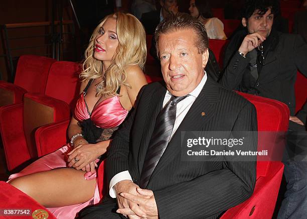 Fashion designer Valeria Marini and producer Vittorio Cecchi Gori attends the Marc'Aurelio Acting Award Ceremony during the 3rd Rome International...