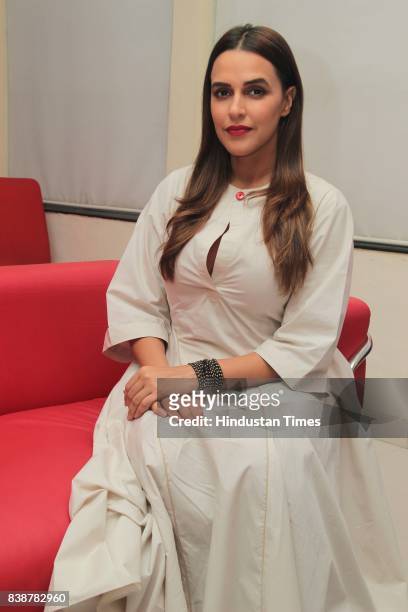 Bollywood actor Neha Dhupia posing during an exclusive interview with HT City-Hindustan Times at HT Media Office, on August 8, 2017 in New Delhi,...