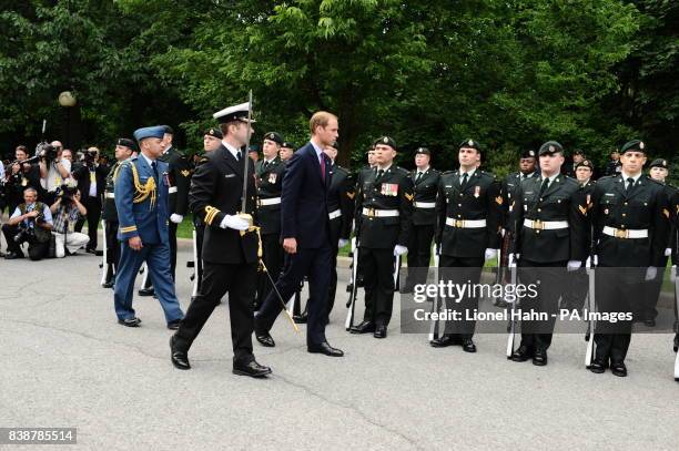 The Duke of Cambridge inspects the Guard of Honour soldiers, after arriving at the Rideau Hall in Ottawa Canada.