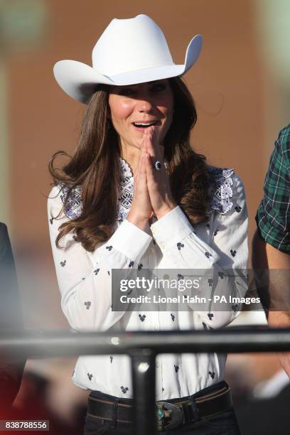 The Duchess of Cambridge arrives at BMO Centre to watch the Calgary Stampede in Calgary, Alberta, Canada.