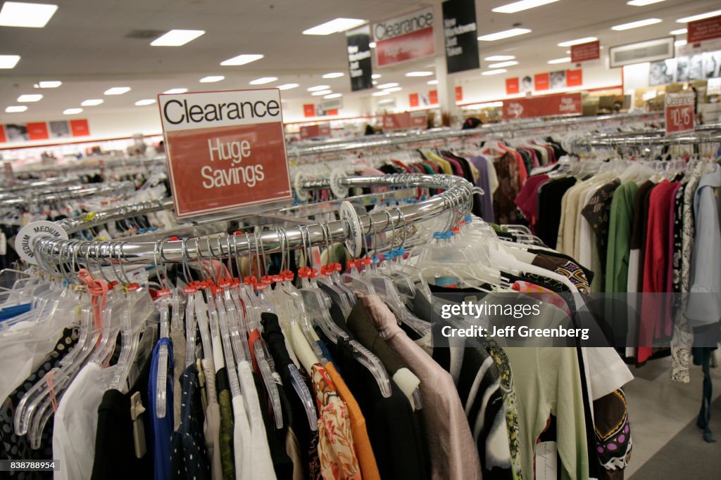 A clearance clothing rack at T.J.Maxx in Miami. News Photo - Getty
