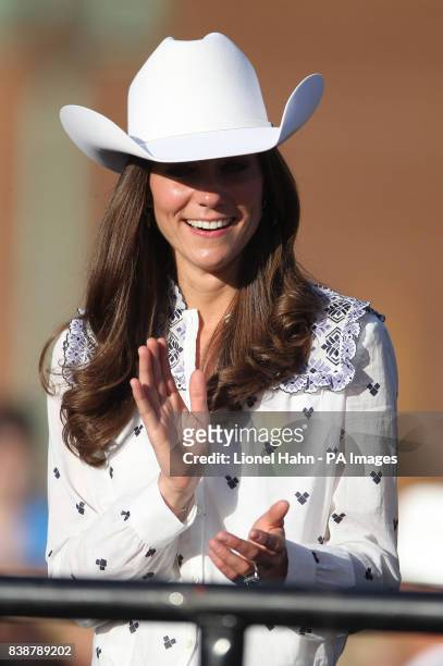 The Duchess of Cambridge arrives at BMO Centre to watch the Calgary Stampede in Calgary, Alberta, Canada.