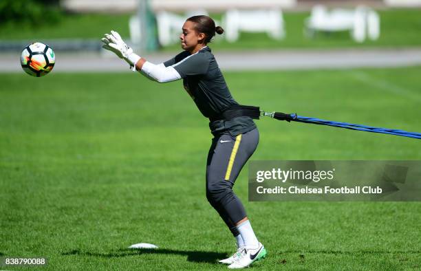 Becky Spencer of Chelsea during a training session on August 25, 2017 in Schladming, Austria.